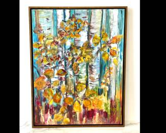Lot 6676 Original Painting Art Birch Tree Forest