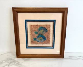 Lot 6687 Artist Signed Gyotaku Kupipi Fish Impression MIxed Media Art