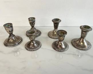 Lot 7026 Vintage Weighted Sterling Silver Candle Holders