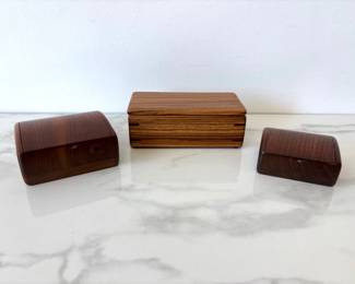 Lot 6720 Hand Made Wooden Trinket Boxes two signed Richard Lee Appalachian Craft Center