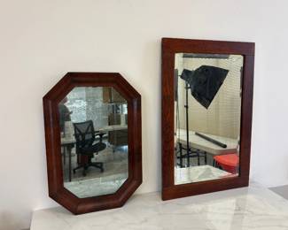 Lot 7011 Antique Wood Framed Beveled Glass Mirror