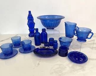 Lot 6891 Cobalt Blue Glass Dishes