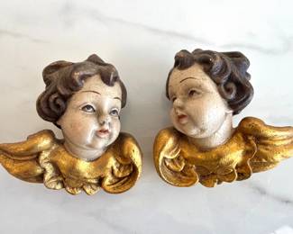 Lot 6865 Vintage Austrian Carved Wood Cherub Heads