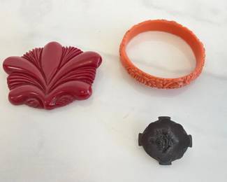 Lot 6866 Art Deco Bakelite Brooch Vintage Bangle Bracelet Pin