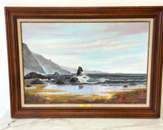 Lot 6850 Vintage Clare Evans Signed Big Sur Landscape Oil Painting Art