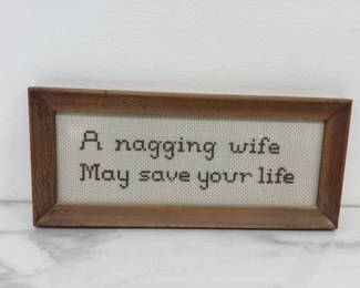 Lot 6828 A Nagging Wife Cross Stitch Art