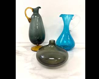 Lot 6710 Hand Blown Glass Pitchers Vases