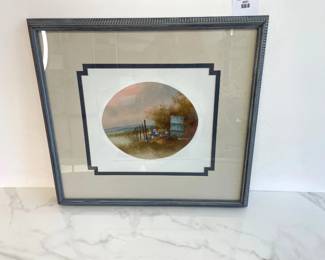 Lot 6951 Artist Signed Dark Drift Wood Beach Scene Painting on Board Art