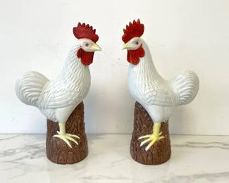 Lot 6821 Asian Glazed Porcelain Roosters