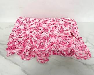 Lot 6956 Vintage Pink Crochet Bedspread