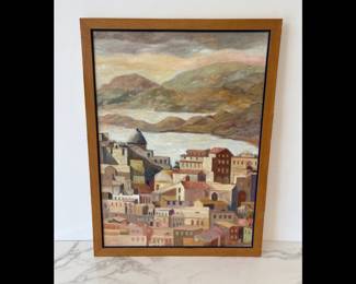 Lot 6683 B J Ritter Signed Oil Painting Village Scene Art