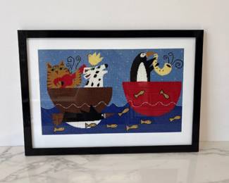 Lot 6745 Cat Dog Penguin Needlepoint Art