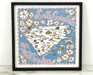 Lot 6642 Vintage North Carolina South Carolina Handkerchief Art