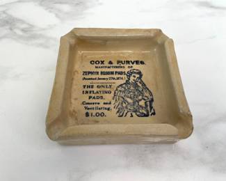 Lot 6915 Vintage Advertising Cox Purves English Stoneware Ashtray Zephyr Bosom Pads