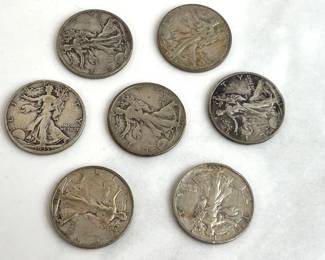 Lot 6658 1930s Walking Liberty Half Dollar 90 Silver US Coins