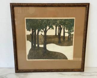 Lot 7010 Jill Flink NC Signed Through the Park Limited Edition Etching Art