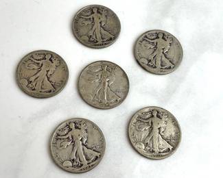 Lot 6659 1910s 1920s Walking Liberty Half Dollar 90 Silver US Coins