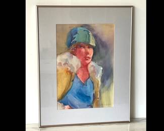 Lot 6848 Gail Henderson Weinarth Woman in Yellow Watercolor Art