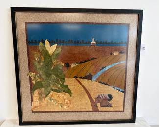 Lot 6976 Raleigh NC area Bright Leaf Tobacco Family Farming Fabric Art