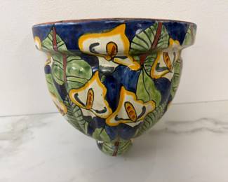 Lot 6607 Mexican Talavera Pottery Outdoor Wall Planter
