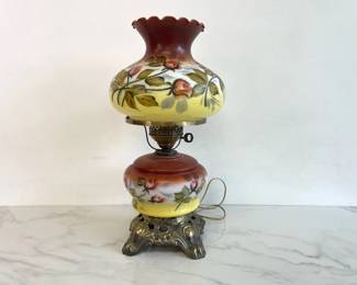 Lot 6963 Vintage Hand Painted Parlor Lamp