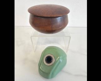 Lot 6969 Vintage Esterbrook Porcelain Fountain Pen Base Wooden Trinket Box
