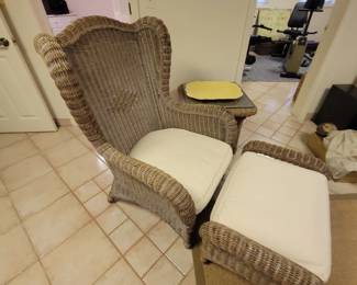 Wicker chair and ottoman, 2 available