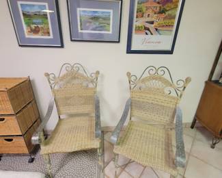 Neat iron and wicker chairs
