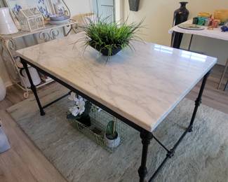 Metal and marble French dining table