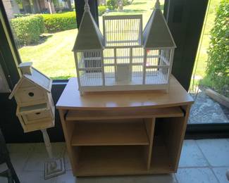 Desk and bird cage
