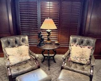 Hancock & Moore Leather Chairs and Ottomans