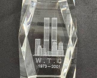 World Trade Center Remembrance Crystal Paperweight 
