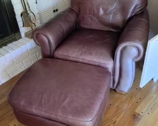 Leather arm chair with ottoman 