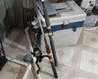 Spin cast Fishing rods and tackle box 