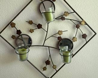 Metal Wall Sconce with Votive Holders
