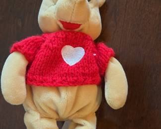 Disney Store Winnie the Pooh Plush with Red Heart Sweater