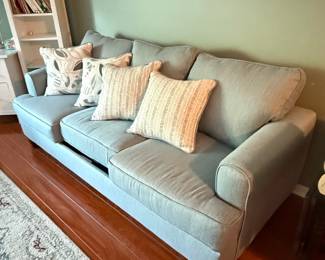 Light Blue Upholstered Sofa with Pull-Out Queen Bed