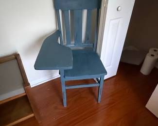 Antique American School Desk Chair with Writing Tablet