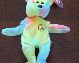 Ty Beanie Baby "Peace" Bear (Pastel Tie-Dye Variant)