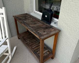 Rustic Wooden Console Table with Shelf