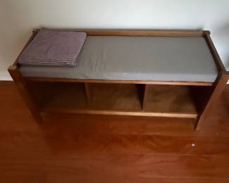 Wooden Storage Bench with Upholstered Seat