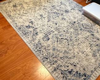 Distressed Medallion Area Rug - Navy and Cream