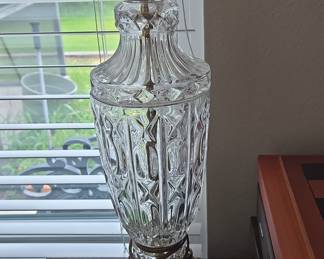 Cut Crystal Table Lamp with Brass Base