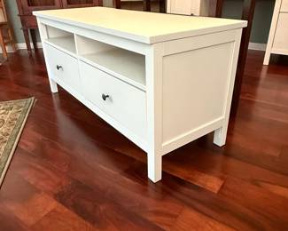 White IKEA Hemnes Media Console with Two Drawers