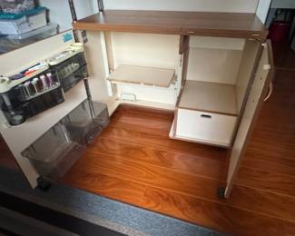 Vintage Sewing Machine Cabinet with Fold-Out Table