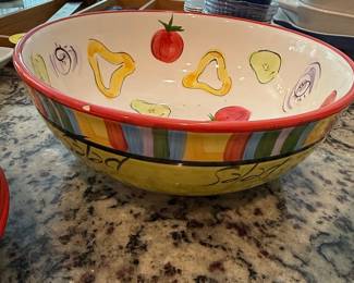 Hand-Painted Ceramic Salad Bowl by Tabletops Unlimited