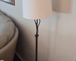 Torchiere Floor Lamp with White Drum Shade