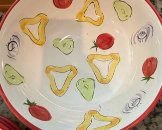 Hand-Painted Ceramic Salad Bowl by Tabletops Unlimited