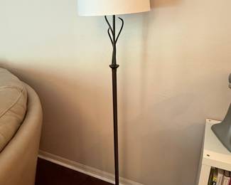 Dark Bronze Torchiere Floor Lamp with Scrollwork Stem