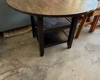 Round Counter Height Dining Table with Shelf